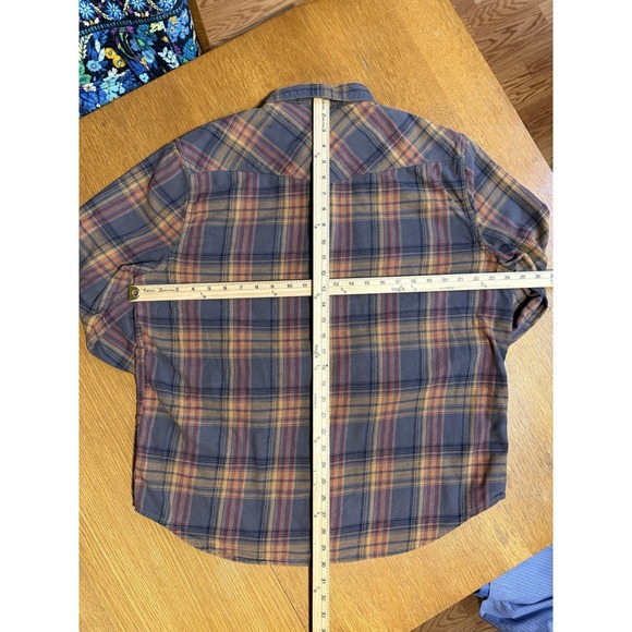 Lucky Brand Saturday Stretch Pearl Snap Plaid Flannel Shirt Mens XL Western - Picture 7 of 9